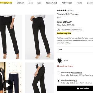 NYDJ Alina Pull On Ankle Black pants Sz8